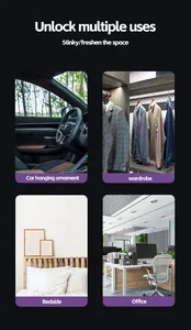 Désodorisant suspendu polyvalent pour voiture, armoire, chambre à coucher et bureau.
