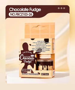 Detailed retail packaging of FORMBO Chocolate Fudge scented car air freshener 8ml