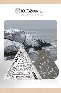 Handmade charcoal hair and body soap with long-lasting fragrance, triangular soap bar