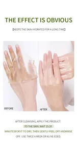 Comparación visual de antes y después del gel exfoliante con guía de uso detallada