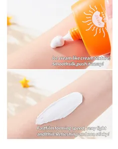Texture détaillée d'une crème solaire sur la peau, protection SPF 50+ efficace