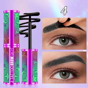 Step-by-step demo of QICIY black peel-off tattoo eyebrow gel for waterproof results