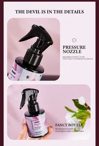 Detail view of FORMBO hair perfume spray nozzle and 100ml stylish bottle in pink