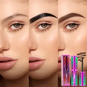 Before and after demo of QICIY waterproof peel-off tattoo brow gel for natural eyebrows