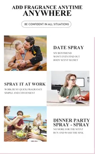 Lifestyle scenes showcasing portable long-lasting hair fragrance for various occasions