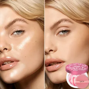 Vergelijking die het matte effect van QICIY Lavender Matte Powder op de huid toont.