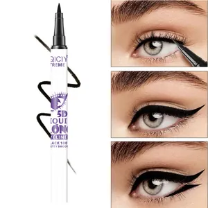 Detailansicht des wasserfesten QICIY-Flüssigeyeliners mit Augen-Make-up-Demonstration.
