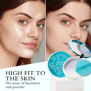 QICIY tweekleurig oliecontrolerend mat poedercompact voor een watervaste langdurige finish.