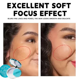Dit QICIY matte compactpoeder detail toont een poriënvervagend soft-focus effect.