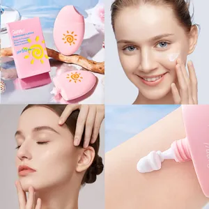 Lotion solaire hydratante SPF50 en flacon rose pour une protection large spectre