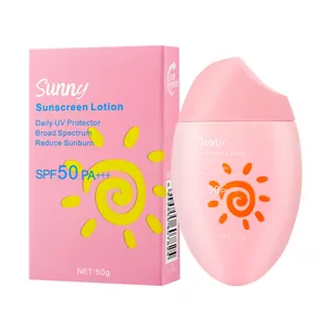 Lotion solaire SPF 50 en forme d'œuf rose avec emballage de protection UV