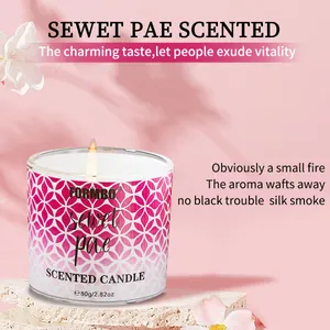 Candela profumata FORMBO in vasetto di vetro rosa geometrico, peso 80g