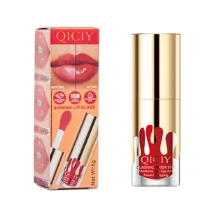 QICIY feuchtigkeitsspendender Lippen-Glaze mit Hochglanz-Finish und goldenem Tropfendesign