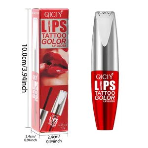 Dimensioni precise del lucidalabbra peel-off impermeabile QICIY e della sua confezione
