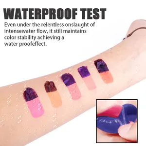 Waterproof test demonstrating the tear-off lip gloss on skin under water flow.