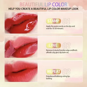 Guía paso a paso para aplicar tinte de labios peel-off de larga duración y vibrante.