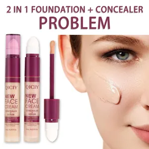 Close-up detail of QICIY dual-ended concealer foundation stick showing texture on skin surface