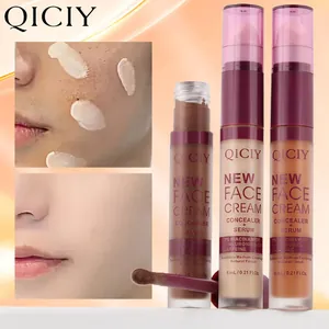 Detail of QICIY concealer stick showing before and after coverage on skin texture