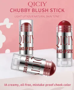 Close-up of QICIY creamy oil-free blush stick for natural and glowing cheek color