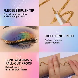 Detailansicht des Glitzer-Eyeliners mit flexiblem Pinsel, hohem Glanz und langer Haltbarkeit.