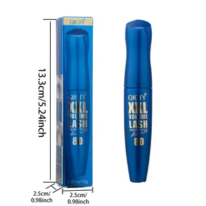 Λεπτομέρεια συσκευασίας μάσκαρα με ύψος 13.3cm και πλάτος 2.5cm με μπλε μεταλλικό φινίρισμα