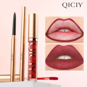 Detaillierte Ansicht des professionellen matten Lippen-Sets von QICIY mit Anwendungsbeispiel.