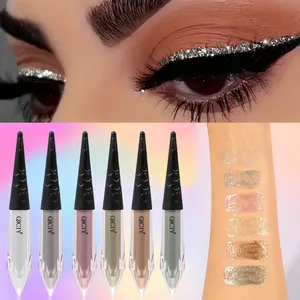 Detailansicht der QICIY 6-Farben-Glitzer-Eyeliner-Swatches und Augen-Make-up