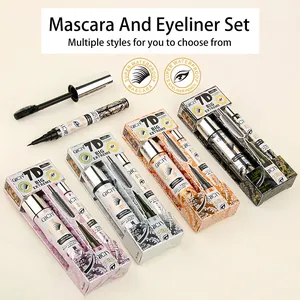 Vue détaillée des ensembles mascara et eye-liner étanches QICIY 2-en-1 en plusieurs styles