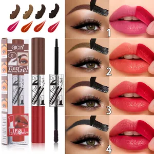 Professionelle QICIY 2-in-1 Peel-off-Augenbrauengel und Lippen-Tattoo-Präsentation mit vier Nuancen