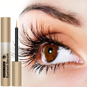 Detailed view of nourishing eyelash serum brush showing natural curling results