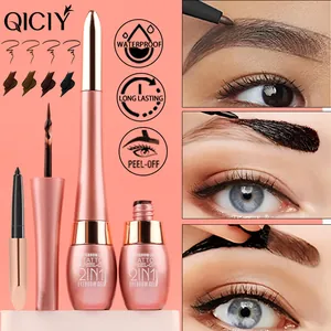 QICIY Dual-Ended Peel-off Eyebrow Gel and Liner Waterproof Long Lasting Natural Tattoo Brow Makeup Tool for Women