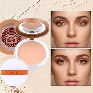 QICIY Matt Kompaktpuder Wasserfest Langanhaltend Ölkontrolle Gesicht Make-up Fixierpuder Mit Spiegel Puderquaste Für Damen