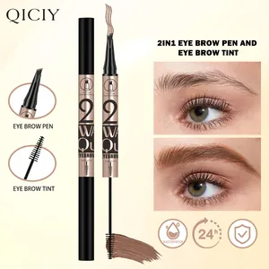 QICIY 2-in-1 waterproof brown eyebrow pen and tint for 24h long-lasting eye makeup