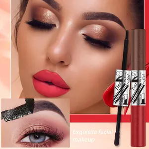 Nahaufnahme von wasserfestem Peel-off Augenbrauengel und Lippentönung für langes Make-up