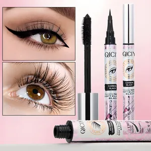 Gros plan sur le kit mascara et eyeliner imperméable QICIY 2-en-1 pour un maquillage