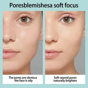 Detailansicht des Soft-Focus-Effekts von Gesichtspuder auf Poren und fettige Haut