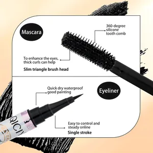 Vue détaillée de la brosse mascara silicone et de la pointe eye-liner QICIY 2-en-1