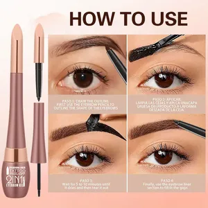 Step-by-step application guide for 2-in-1 waterproof peel-off eyebrow tattoo gel and pencil