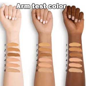 Detaillierte Arm-Swatches von 6 BB-Cream-Nuancen auf hellen, mittleren und dunklen Hauttönen.