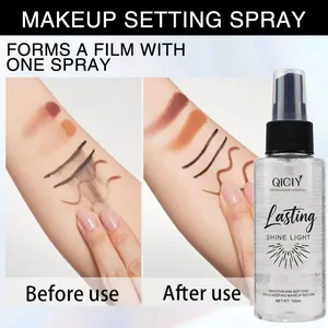 QICIY long-lasting waterproof makeup setting spray smudge-proof comparison on skin