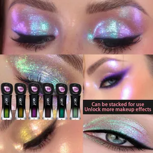 Detailed chameleon liquid eyeshadow effects showing high-shimmer glitter and layering.