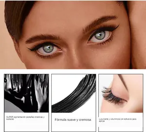 Nahaufnahme der wasserfesten Mascara-Textur mit voluminösen und dramatischen Wimpern