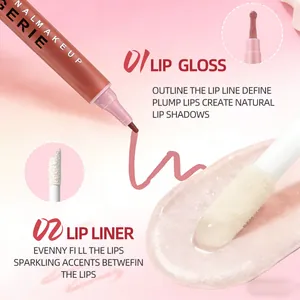 Detailansicht des DKDE Lippenkonturenstift- und Lipgloss-Sets mit Applikatoren