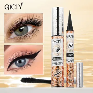 Ensemble professionnel mascara et eye-liner imperméable 2 en 1 pour allonger et recourber.