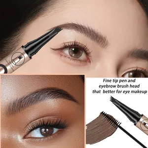 Close-up detail of waterproof 4-tip eyebrow pen and brush for natural defined brows
