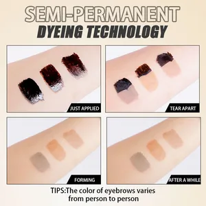 Dimostrazione dell'applicazione e dell'effetto del gel per sopracciglia peel-off.