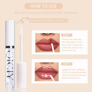 Professional tutorial for applying matte lip gloss with a clear high-gloss finish