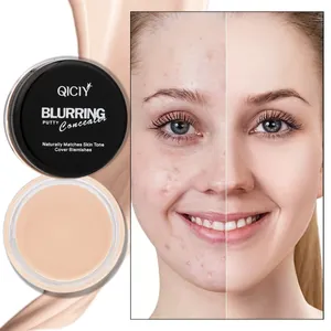 QICIY blurring putty concealer showing before and after effect on facial blemishes
