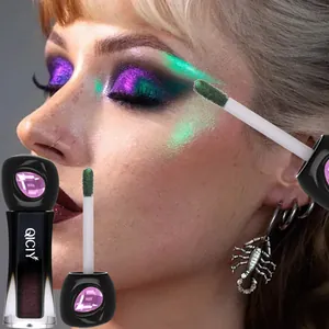 Close-up detail of QICIY chameleon liquid eyeshadow with vibrant multichrome glitter effect
