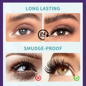 Volumen-Wimperntusche, wasserfest, 24h lang anhaltend und wischfest für Augen.